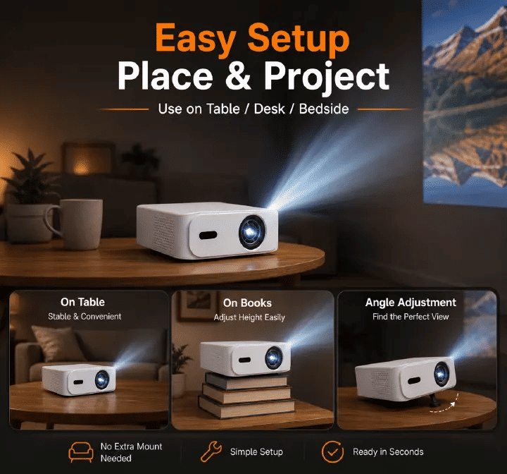 V318 Smart Projector 400 ANSI 1080P 4K Support Android 11 WiFi 6 Bluetooth Auto Focus