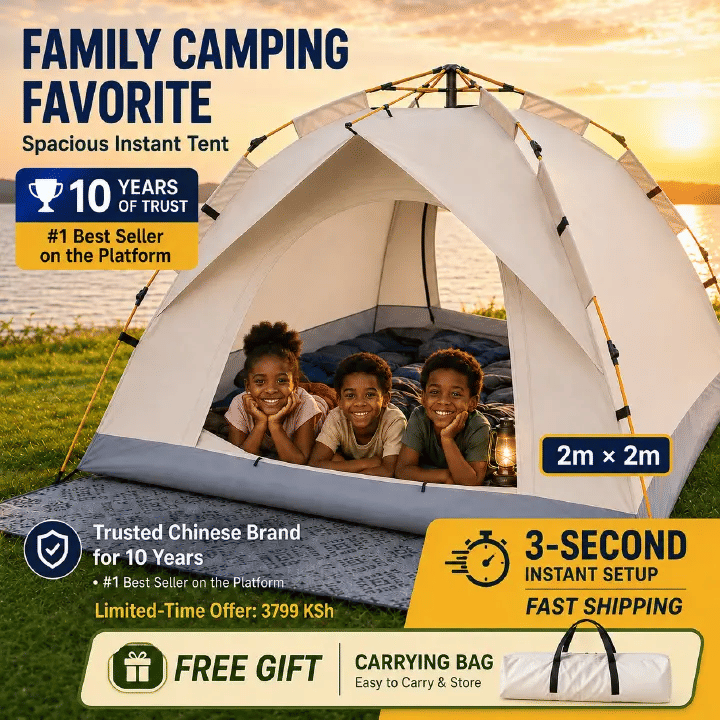 Instant Pop Up Camping Tent 2m x 2m 3-4 Person Waterproof Windproof
