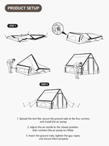 Inflatable Camping Tent 2 Room Luxury Set With Table Chairs Rain Tarp