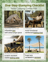 Inflatable Camping Tent 2 Room Luxury Set With Table Chairs Rain Tarp
