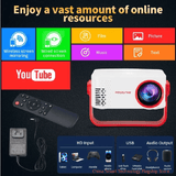 Portable Projector 200 ANSI Lumens Native 720P 1080P 4K Support WiFi Bluetooth Auto Keystone