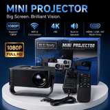 Portable Projector 200 ANSI Lumens Native 720P 1080P 4K Support WiFi Bluetooth Auto Keystone