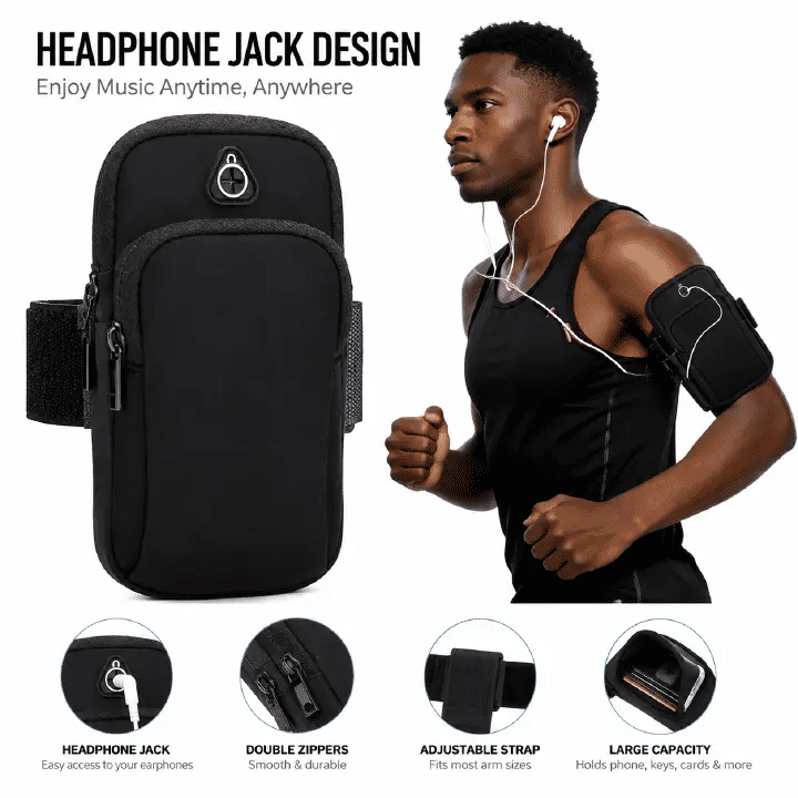 Universal 6.5'' Zippered Multi-Compartment Arm Bag for Fitness Outdoor Activities