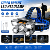USB Rechargeable Headlamp 5 LED 4 Modes Portable Head Flashlight for Camping Blue
