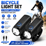 LED USB Rechargeable Bike Headlight And Taillight Set Handlebar Mount High Brightness For Night Riding