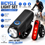 LED USB Rechargeable Bike Headlight And Taillight Set Handlebar Mount High Brightness For Night Riding