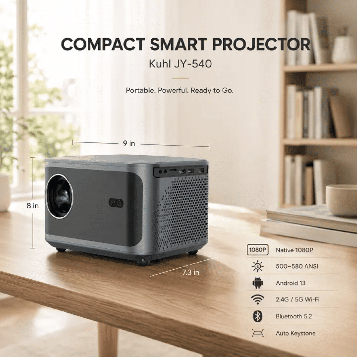 JY-540 Android 13 LED Projector 1080P Full HD WiFi 5G Auto Keystone