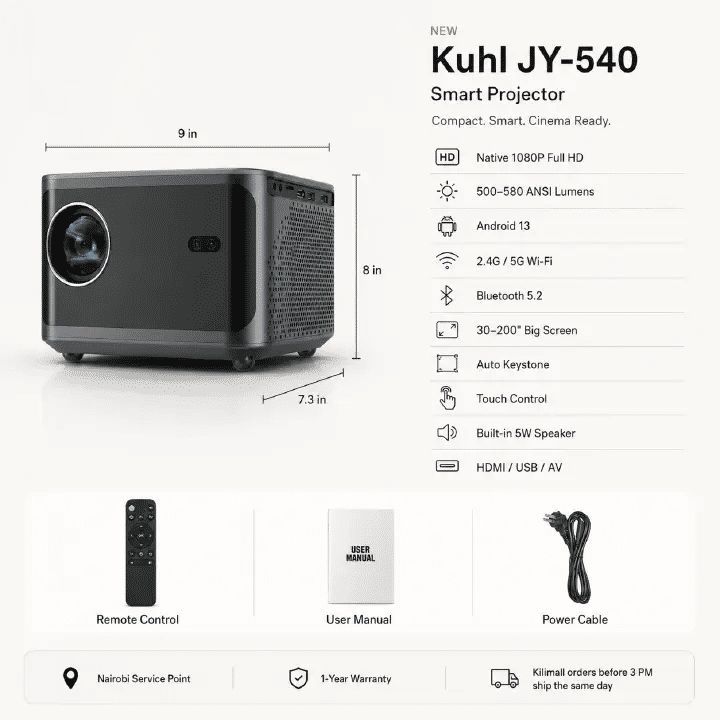 JY-540 Android 13 LED Projector 1080P Full HD WiFi 5G Auto Keystone