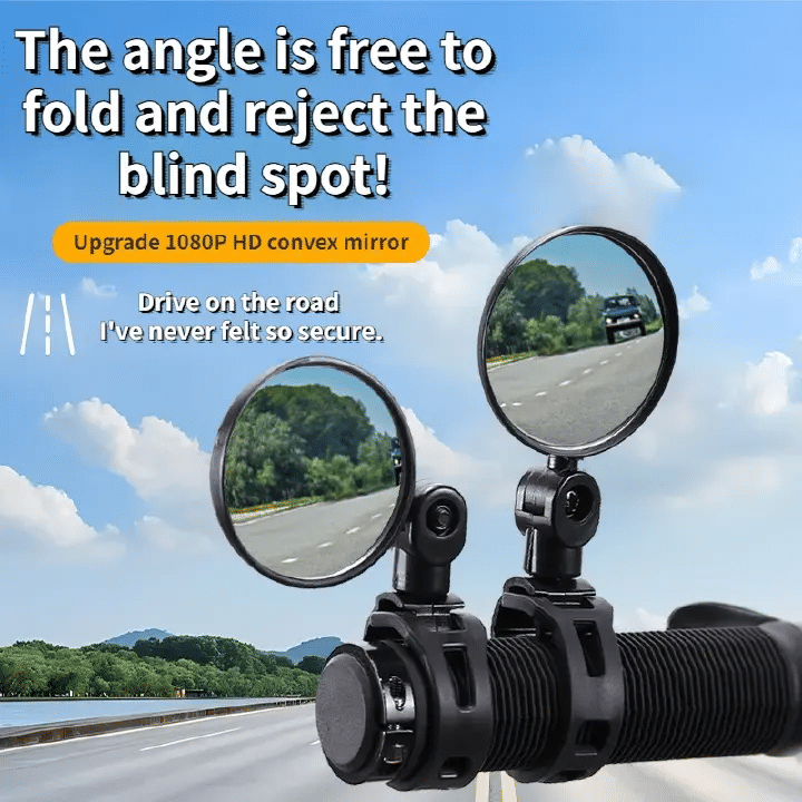 Bike Auxiliary Rearview Mirror Handlebar Mount 360 Degree Adjustable Wide Angle Cycling Mirrors
