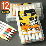 Kids Acrylic Paint Marker Pens Set 12 Colors Waterproof Art Markers for Rock Ceramic Glass Wood