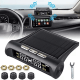 Wireless Solar Tire Pressure Monitoring System 4 Sensors LCD Display