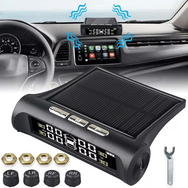 Generic Wireless Solar TPMS with 4 External Sensors and LCD Display