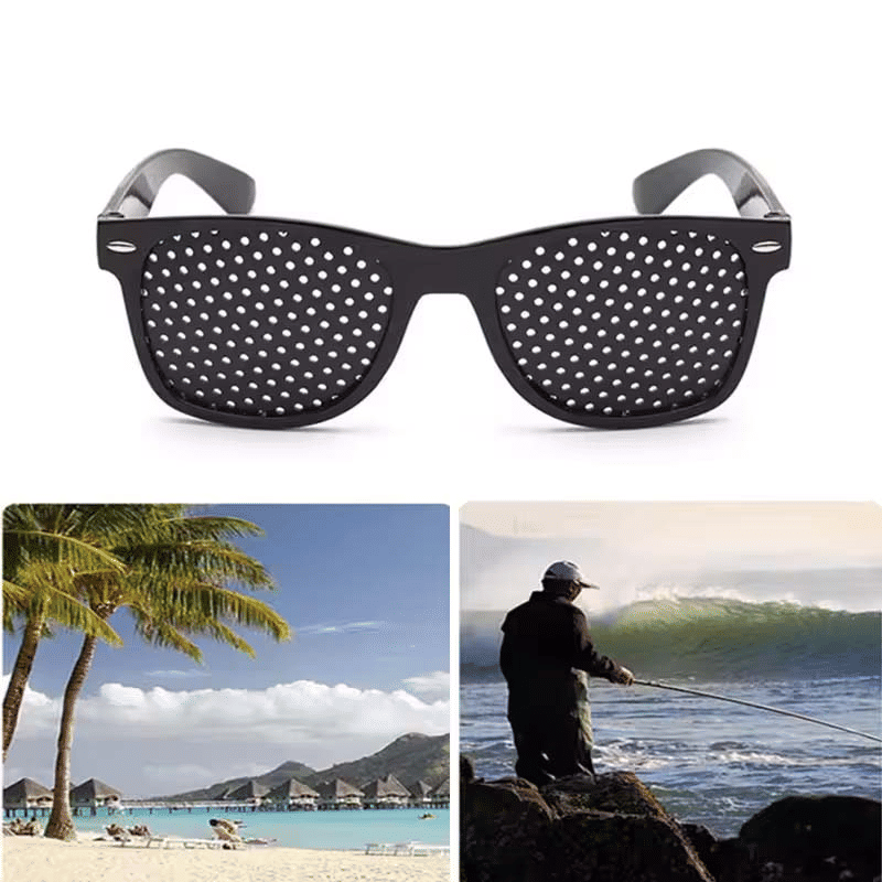 Pinhole Eye Exercise Glasses Anti-Fatigue Corrective PC Screen Protection Black