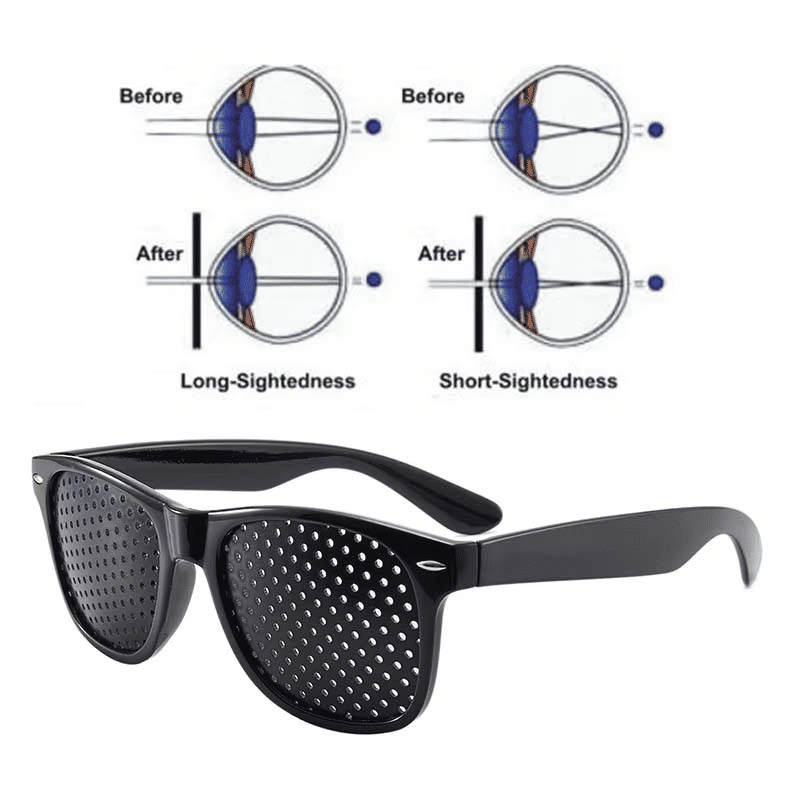Pinhole Eye Exercise Glasses Anti-Fatigue Corrective PC Screen Protection Black