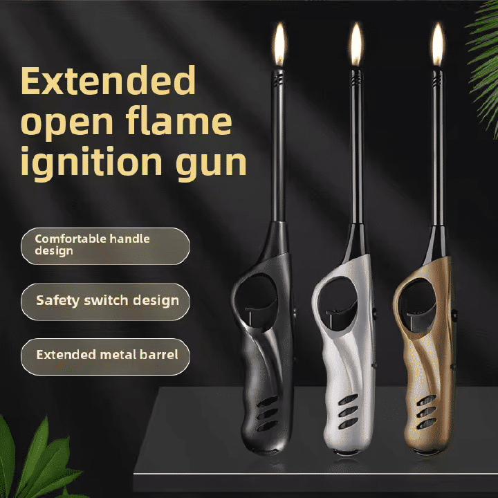 Butane Gas Lighter Extended Flame Kitchen Stove Candle Barbecue Igniter Cigarette Accessories Small Tool