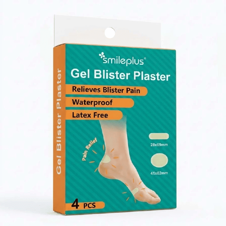 Smileplus Gel Blister Plasters 4-Pack Pain Relief Waterproof Latex-Free Hydrocolloid Bandages