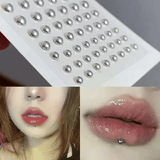 165 Pcs Silver Self Adhesive Faux Diamond Crystal Rhinestone Stickers Fake Nose Stud Non Piercing Eye Ear Face Body Jewelry for Women Acrylic Lip Nail Decoration