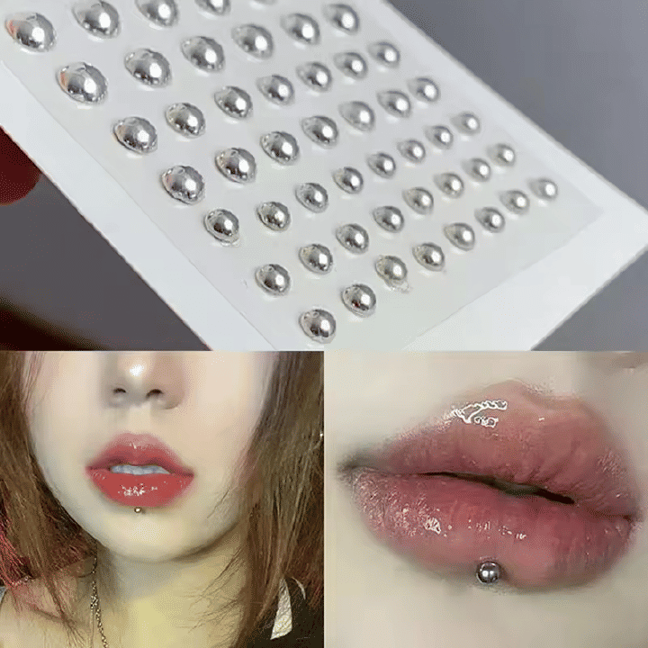 165 Pcs Silver Self Adhesive Faux Diamond Crystal Rhinestone Stickers Fake Nose Stud Non Piercing Eye Ear Face Body Jewelry for Women Acrylic Lip Nail Decoration