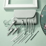 16-Piece Professional Stainless Steel Nail Care Tools Luxurious Grooming Kit with Travel Case Manicure Pedicure Set