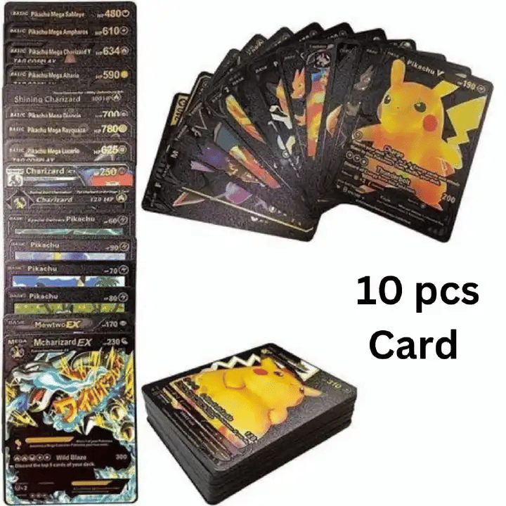 10pcs Black Gold Foil Anime Cartoon TCG Cards Pack English Version