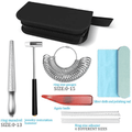 11-Piece Ring Sizing Mandrel Set with Rubber Hammer Polishing Cloth Agate Knife Adjusters and Zipper Storage Case for Jewelry Making