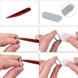 11-Piece Ring Sizing Mandrel Set with Rubber Hammer Polishing Cloth Agate Knife Adjusters and Zipper Storage Case for Jewelry Making