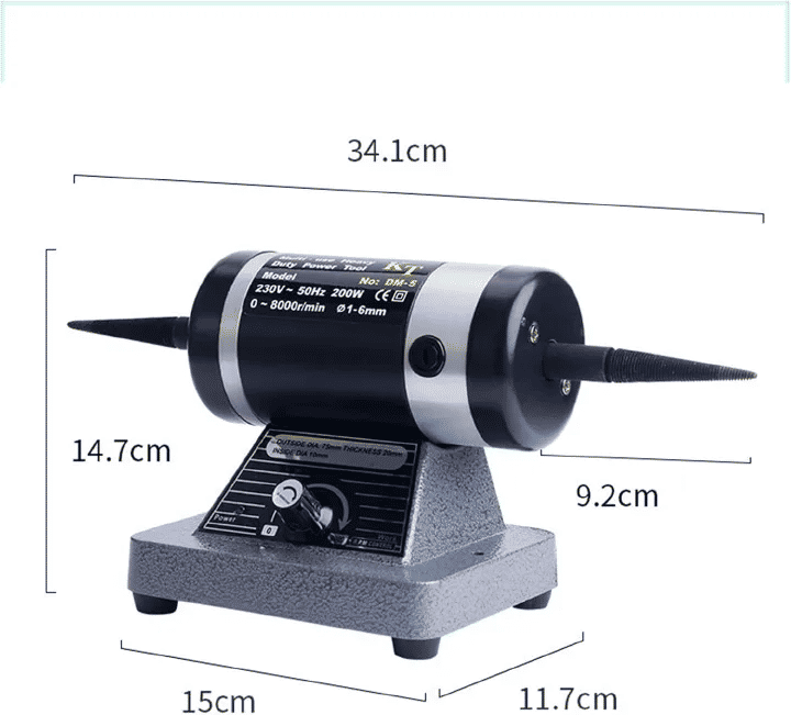 Electric Double Head Jewelry Polishing Machine 200W Heavy Duty Bench Lathe Polisher Desktop Motor Cloth Wheel for Gold Silver Mirror Polishing Adjustable Speed Grinding Small Grinder for Jeweller