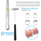 11-Piece Ring Sizing Mandrel Set with Rubber Hammer Polishing Cloth Agate Knife Adjusters and Zipper Storage Case for Jewelry Making