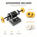 Electric Double Head Jewelry Polishing Machine 200W Heavy Duty Bench Lathe Polisher Desktop Motor Cloth Wheel for Gold Silver Mirror Polishing Adjustable Speed Grinding Small Grinder for Jeweller