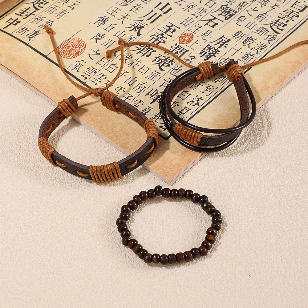 4-in-1 Men's Quartz Watch Set with 3 Stylish Bracelets