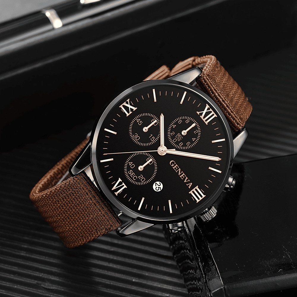 4-in-1 Men's Quartz Watch Set with 3 Stylish Bracelets