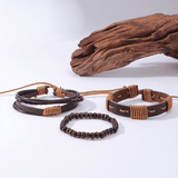 4-in-1 Men's Quartz Watch Set with 3 Stylish Bracelets