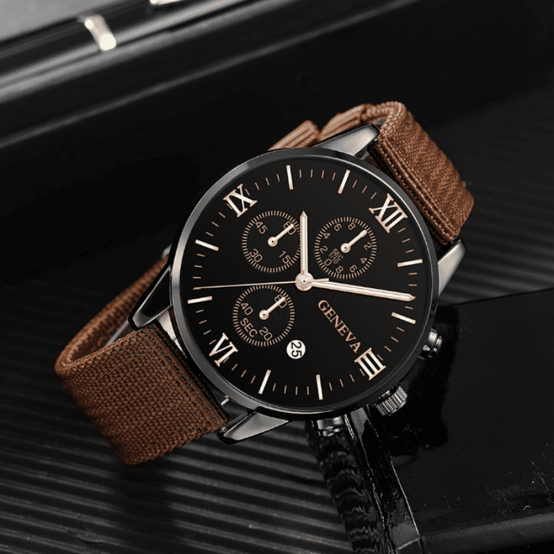 4-in-1 Men's Quartz Watch Set with 3 Stylish Bracelets