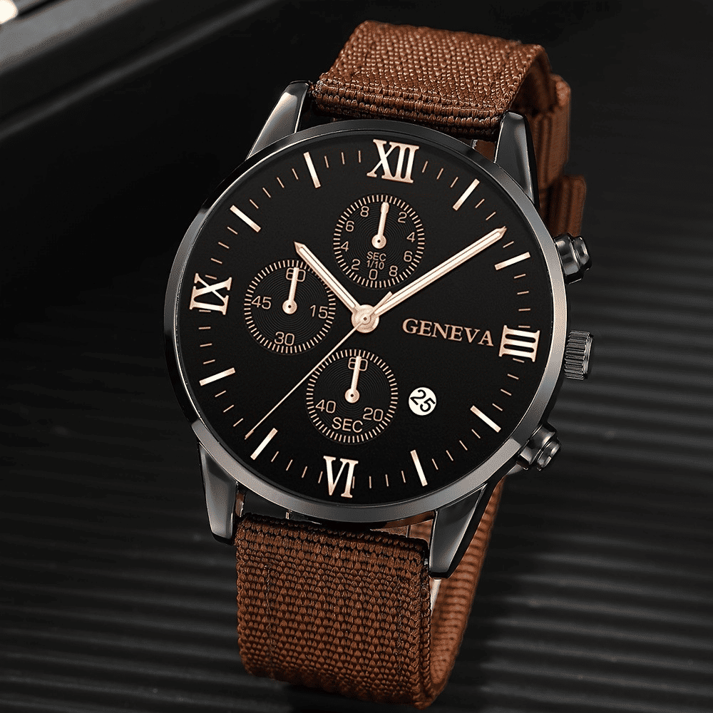 4-in-1 Men's Quartz Watch Set with 3 Stylish Bracelets