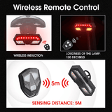 Smart Bicycle Turn Signal Light Wireless Remote Control Rechargeable Bike Rear Lamp