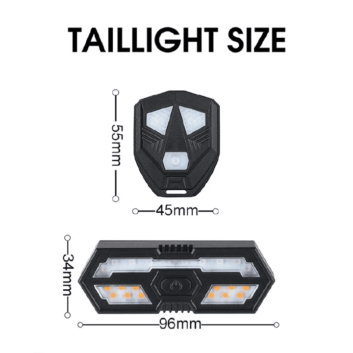 Smart Bicycle Turn Signal Light Wireless Remote Control Rechargeable Bike Rear Lamp
