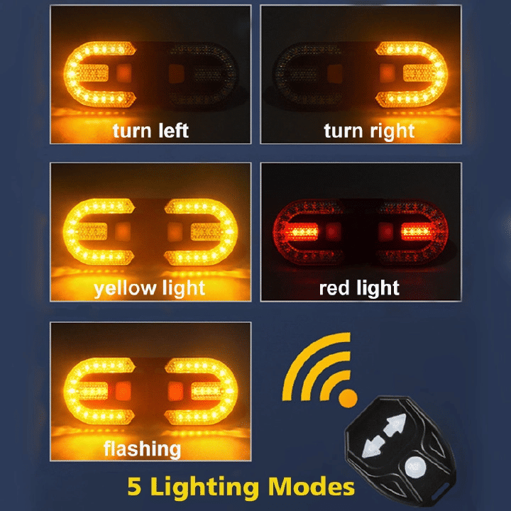 Wireless Remote Control Bike Tail Light USB Rechargeable Waterproof