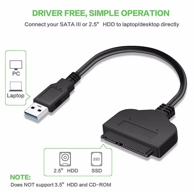 USB 3.0 to SATA 2.5 Inch Hard Drive SSD Adapter Cable