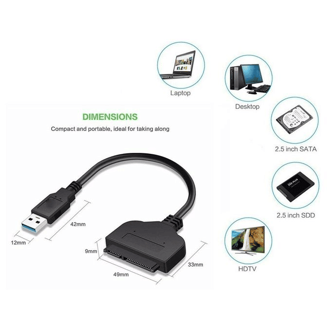 USB 3.0 to SATA 2.5 Inch Hard Drive SSD Adapter Cable