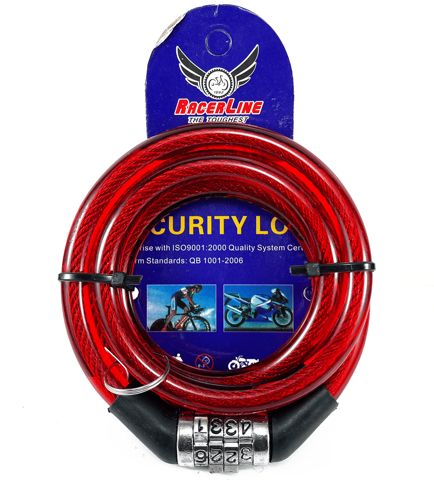 Bike Password Anti-Theft Steel Cable Lock 8x1200mm Red