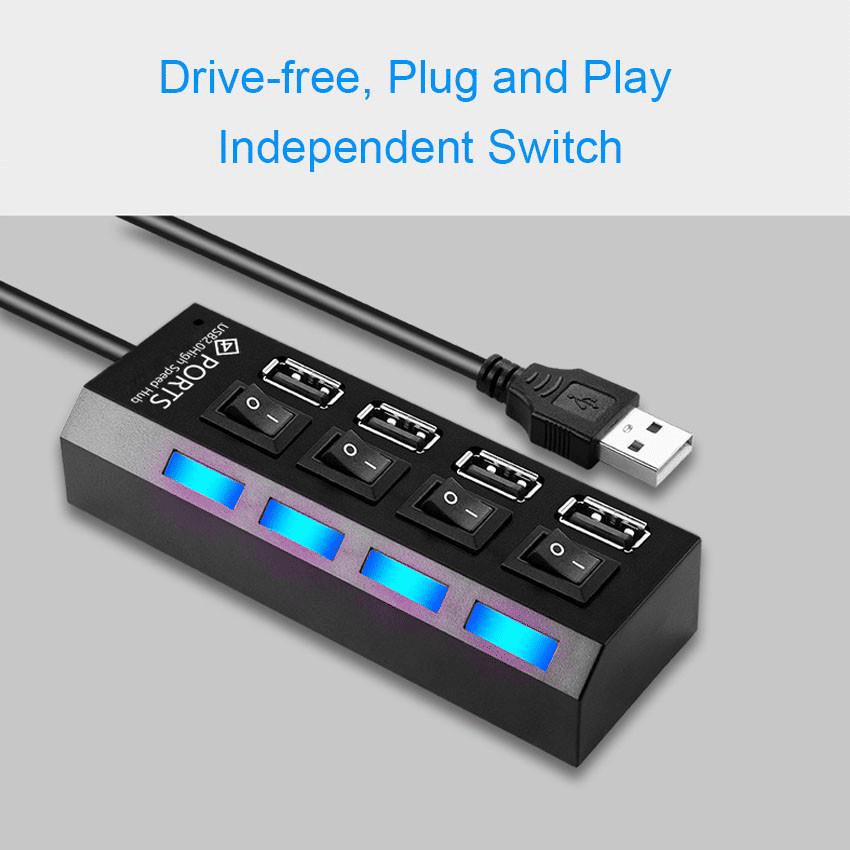 Generic 4 Port USB 2.0 Hub High Speed Splitter