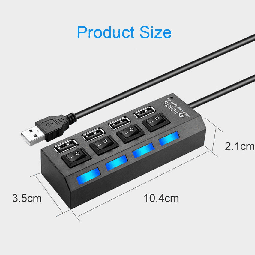 Generic 4 Port USB 2.0 Hub High Speed Splitter