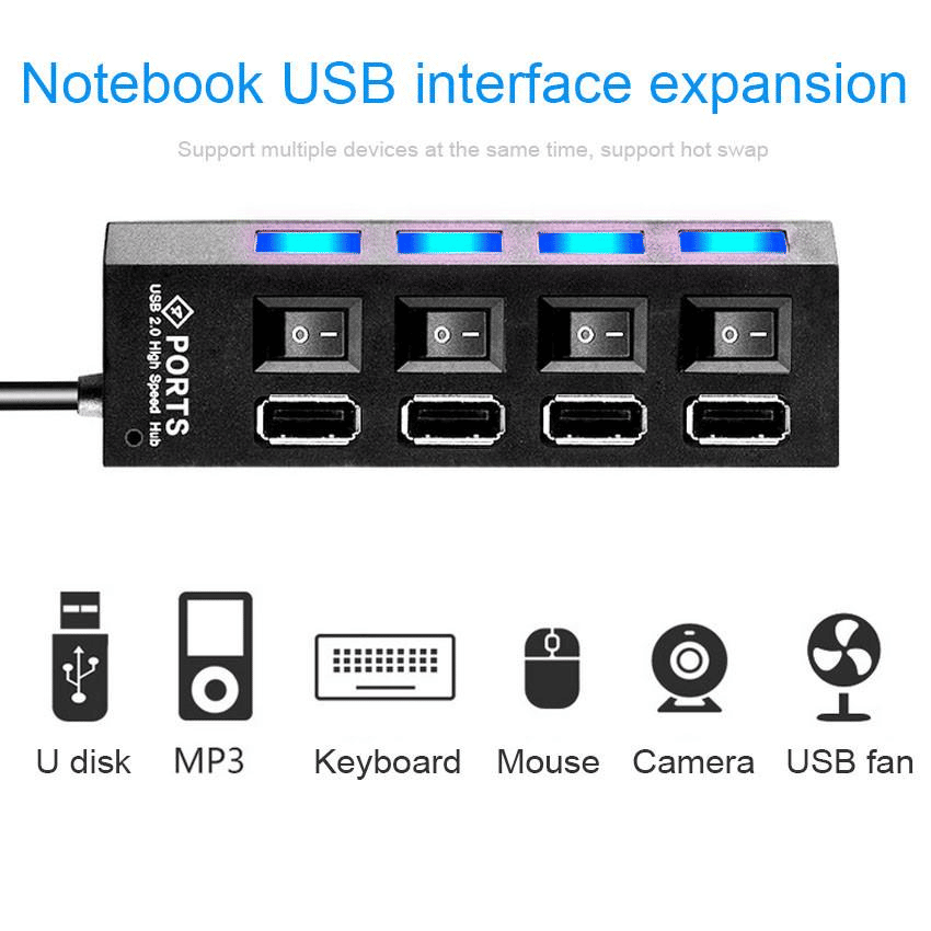 Generic 4 Port USB 2.0 Hub High Speed Splitter