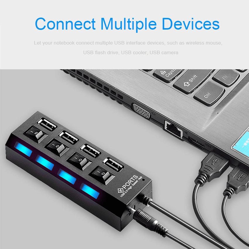 Generic 4 Port USB 2.0 Hub High Speed Splitter