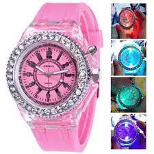 Geneva LED Glowing Quartz Women's Watch Pink Silicone Analog