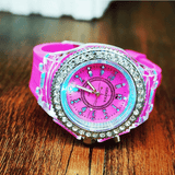 Geneva LED Glowing Quartz Women's Watch Pink Silicone Analog