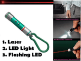 Mini 3-in-1 LED Laser Pointer Flashlight Keychain for Pets Green