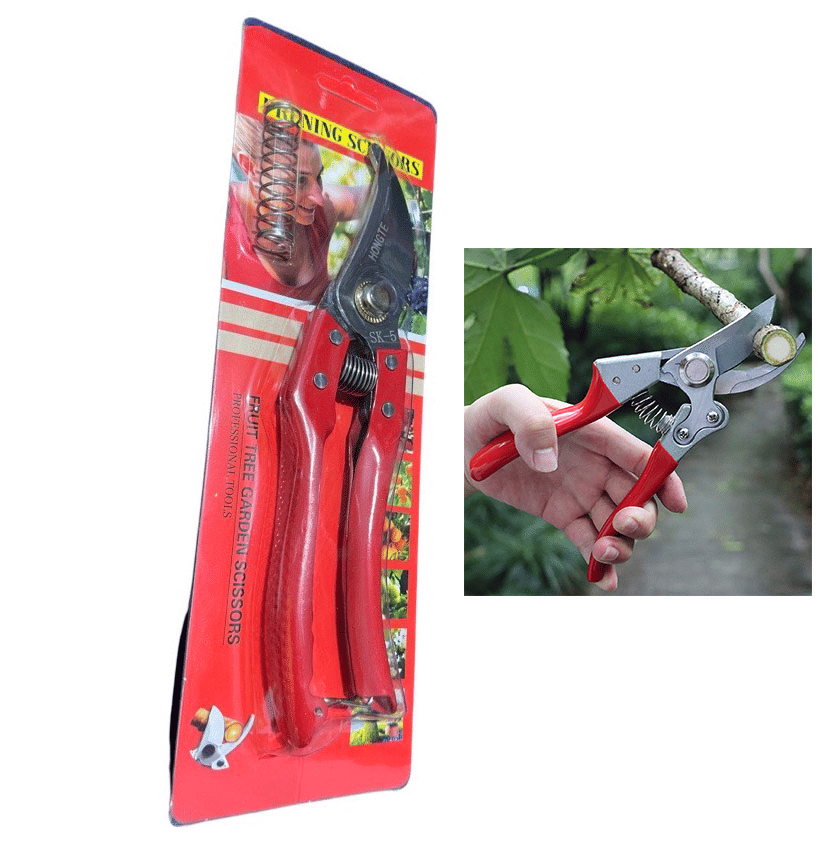 Bypass Pruning Shears Ergonomic Hand Garden Clippers 200mm Red