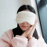 Luxury Silk & Fur Sleep Eye Mask Plush Soft Fluffy White