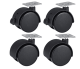 Twin Wheel Swivel Caster Wheels 2 Inch 4 Pack With Brakes